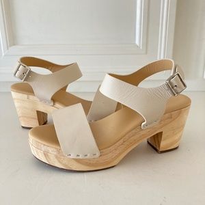 Anthropologie Nisolo All Day Open Toe Ivory Clogs Sz 7.5